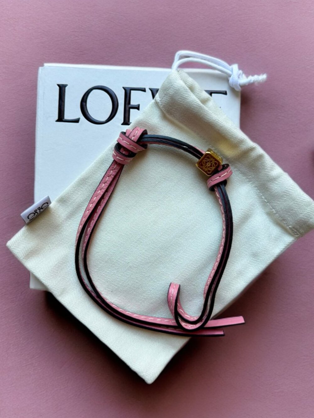Loewe Pink Leather Bag Charm Dice Personalization Strap
